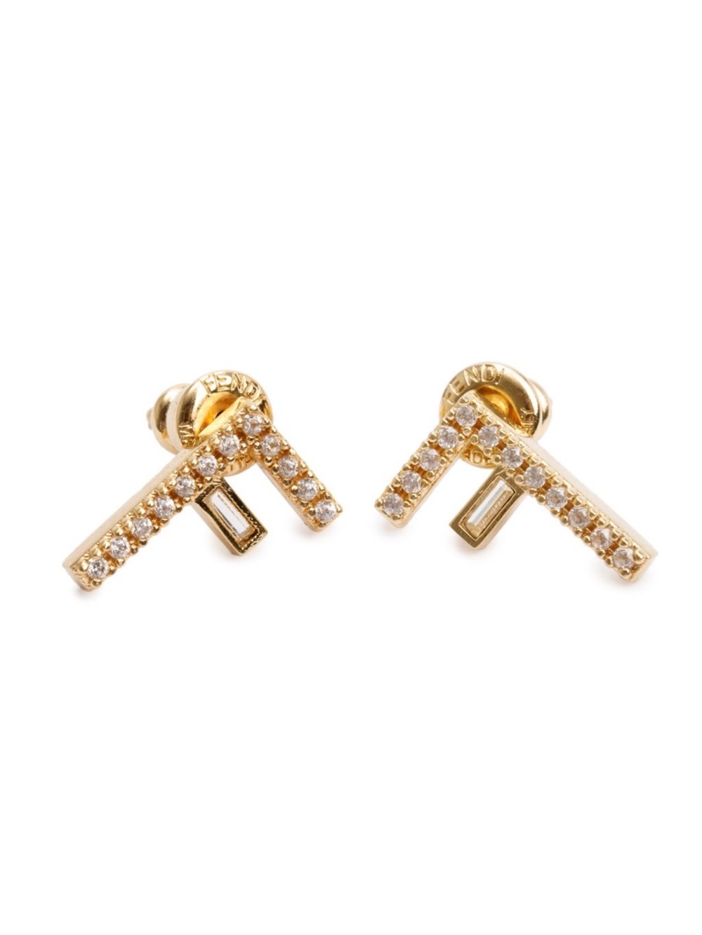 Fendi Crystal First “F” Logo Gold Tone Stud Earrings - Picture 4 of 10